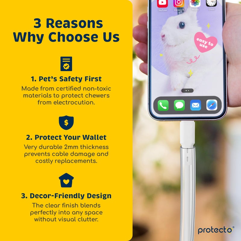 PROTECTO Heavy Duty Cord Protectors from Pets No Chew Solution, 10ft Easy to Use Dog & Cat Cord Protector, Clear & Odorless Critter Cord Covers for Pets, Power Audio & Video Wire Protector Tubing - Image 2